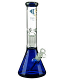 Diamond Glass 13" Eight Arm Tree Perc Beaker - Blue Front View
