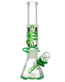 Smokin' Buddies Glycerin Coil Beaker Water Pipe with Gold Accents - Green
