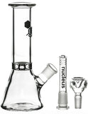 Nucleus "Basics" 8" Clear Glass Beaker Water Pipe - Shown with Downstem & Bowl