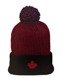 Picture of Canada Puffin Knit Toque; back view showing emblem of a maple leaf.