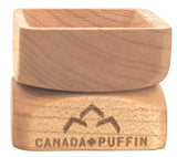 Picture of Canada Puffin Parklands Grinder separated with one piece stacked on the other. Canada Puffin logo is visible on the bottom piece.