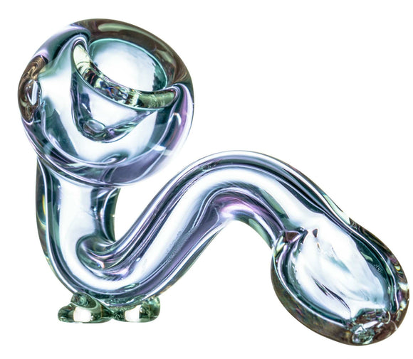 Full view of Smokin' Buddies Colored Glass Sherlock Pipe.