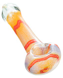 Red Fritted Spoon Pipe with Swirl Accents