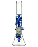 Smokin' Buddies Glycerin Coil Beaker Water Pipe with Gold Accents - Blue - Front View
