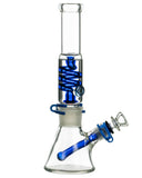 Smokin' Buddies Glycerin Coil Beaker Water Pipe with Gold Accents - Blue - Right View