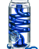 Smokin' Buddies Glycerin Coil Beaker Water Pipe with Gold Accents - Blue Glycerin Coil Close Up