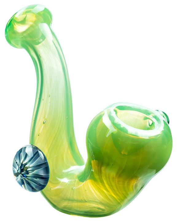 Green Mushroom Milli Thick Glass Sherlock Pipe