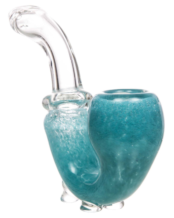 teal standing colored glass sherlock pipe