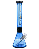Diamond Glass 15" Black Collared Beaker Water Pipe Blue