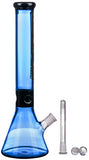 Diamond Glass 15" Black Collared Beaker Water Pipe Blue