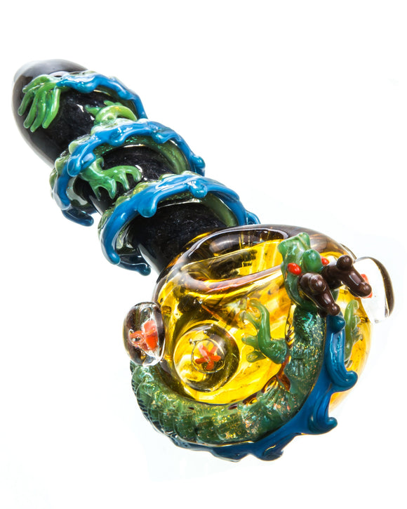 Empire Glassworks Dragon Wrapped Glass Pipe Front View