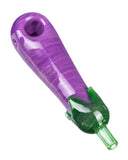 Top, back view of Empire Glassworks Eggplant Emoji Hand Pipe.