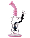 Nucleus Black Downstem Bent Neck Water Pipe - Pink & Black Right View